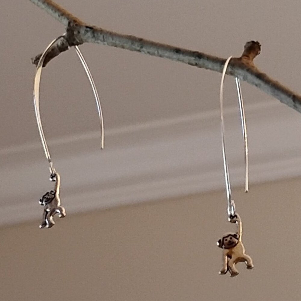 Silvery Monkey Earrings